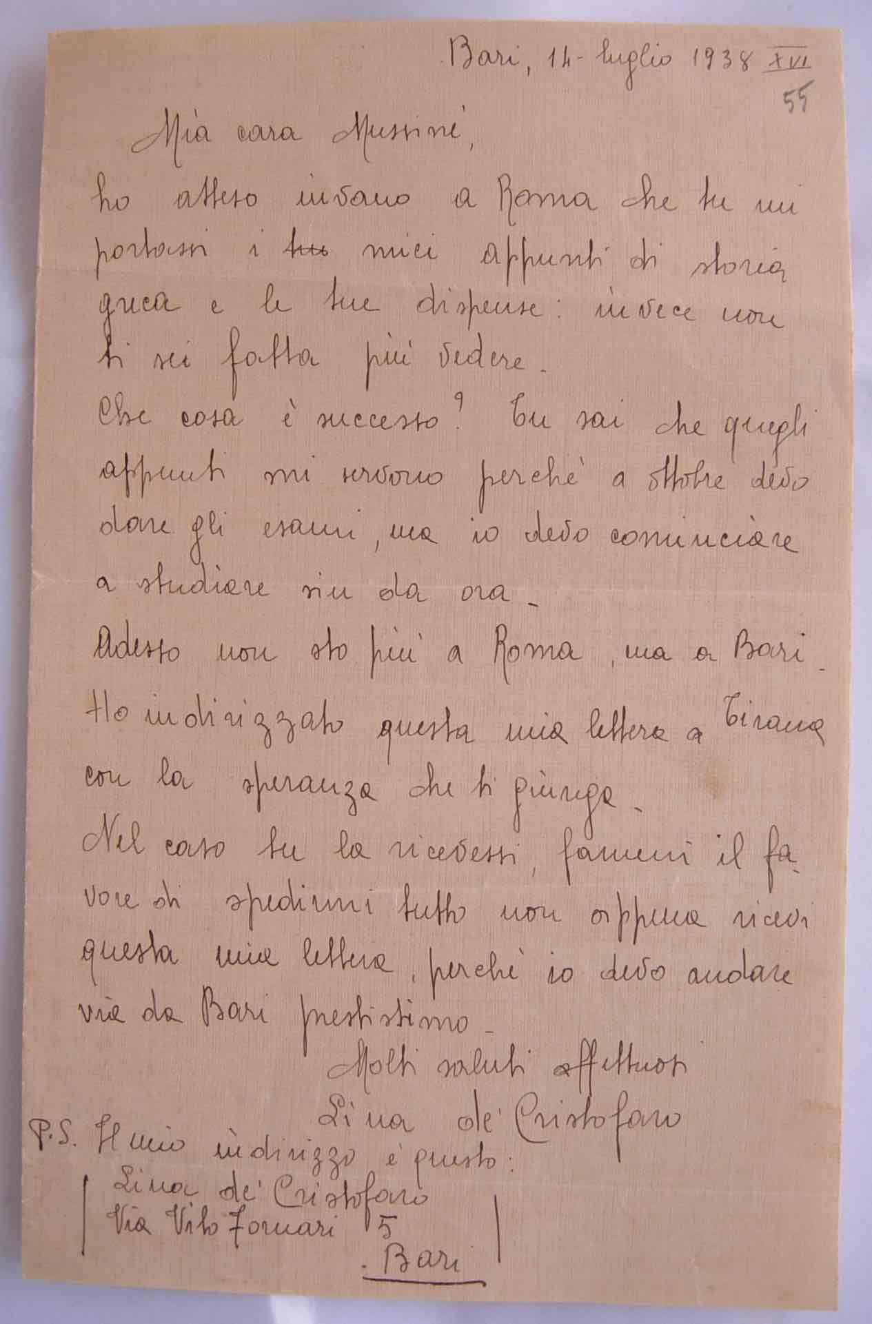 1.29 Lettera all'amica De Cristofaro